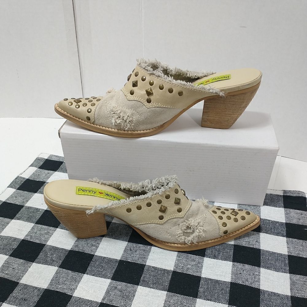 Penny Loves Kenny Womens Pony Express White Mules  Size 6M - Picture 2 of 8